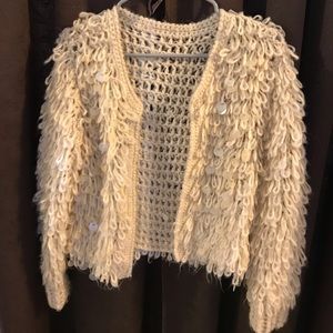 Sweater cardigan with plastic sequins